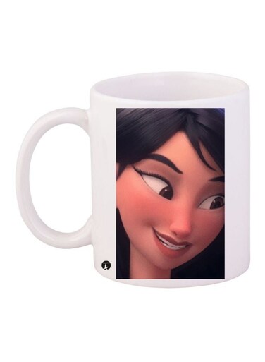 Cartoon Printed Coffee Mug White/Black/Beige 11ounce