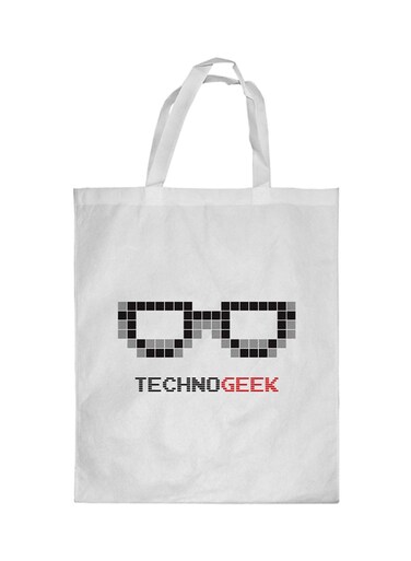 Techno Geek Printed Shopping Bag White