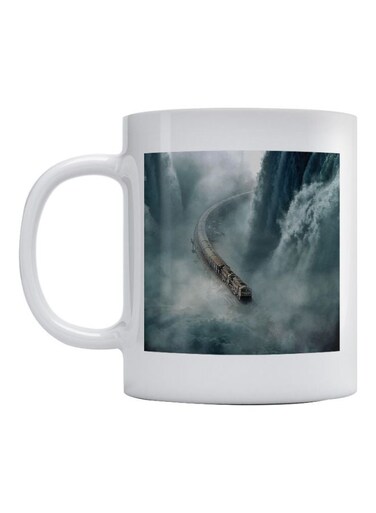Train Printed Mug White/Blue/Brown