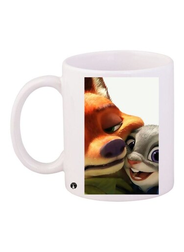 Cartoon Printed Coffee Mug White/Brown/Grey