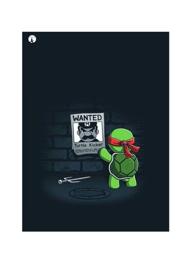 Cartoon Turtle Themed Metallic Plate Black/Green/Red 20x15cm