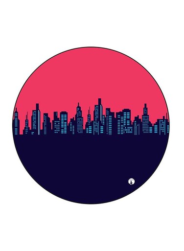 City Printed Fridge Magnet Red/Blue 5.5 x 5.5cm