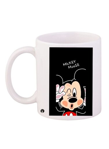 Mickey Mouse Themed Coffee Mug White/Black/Cream 11ounce