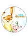 Winter Bunnies Printed Wooden Fridge Magnet White/Beige/Red 5.5cm