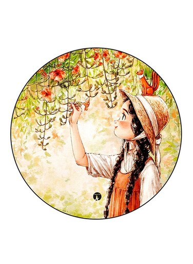 Girl Printed Fridge Magnet Round Multicolour
