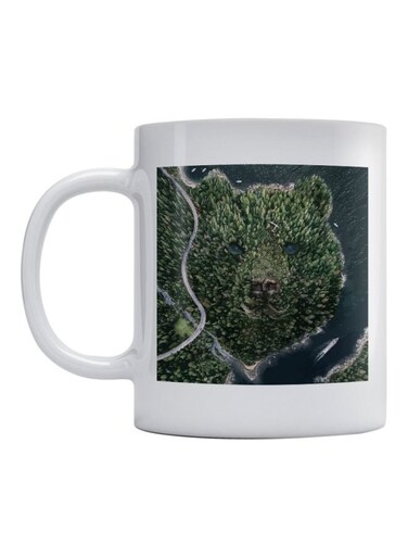 Bear Printed Coffee Mug White/Green/Blue 350ml