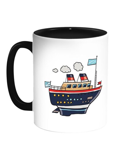 Passenger Steamer Printed Coffee Mug White/Black 11ounce