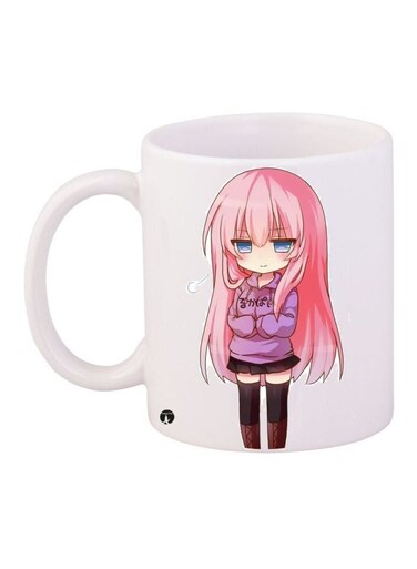 Doll Printed Coffee Mug White/Pink/Beige 11ounce