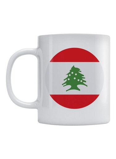Lebanon Flag Printed Mug White/Red/Green 350ml