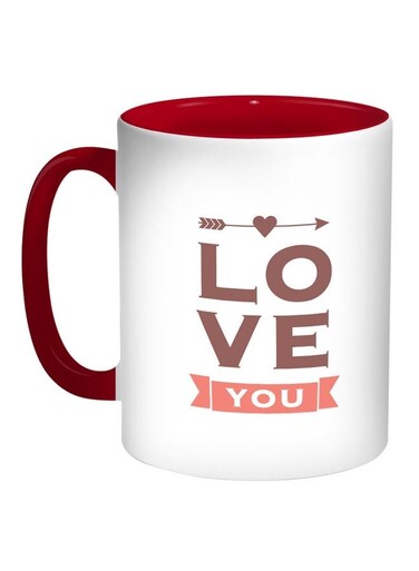 I Love You Printed Coffee Mug Red/White 11ounce