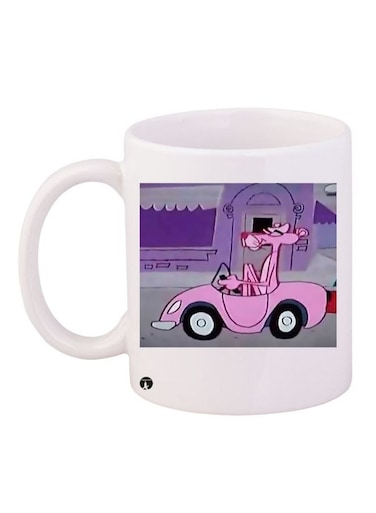 Cartoon Printed Coffee Mug White/Pink/Purple 11ounce
