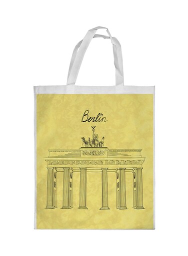 Berlin Museum Printed Shopping Bag Yellow/White