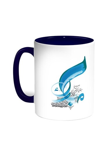 Congratulations On Eid Printed Coffee Mug Blue/White 11ounce