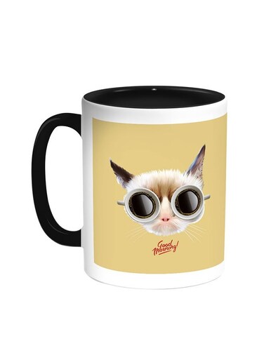 Good Morning Printed Coffee Mug Black/White 11ounce