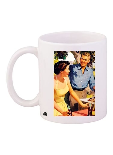 Couple Printed Coffee Mug White/Brown/Yellow 11ounce