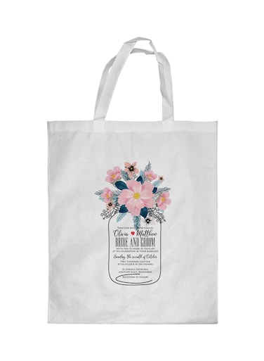 Flower Vase Printed Shopping Bag White