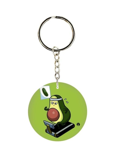 Avocado Cartoon Printed Single Sided Keychain
