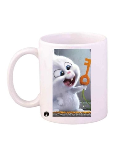 Cute Rabbit Printed Coffee Mug White/Orange