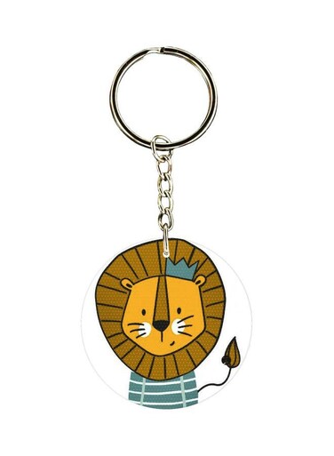Cartoon Lion Printed Double Sided Keychain