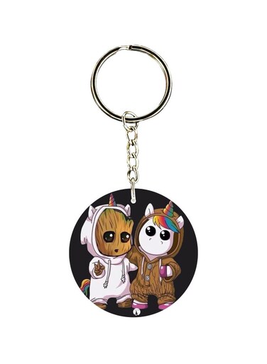 Cartoon Printed Dual Sided Keychain