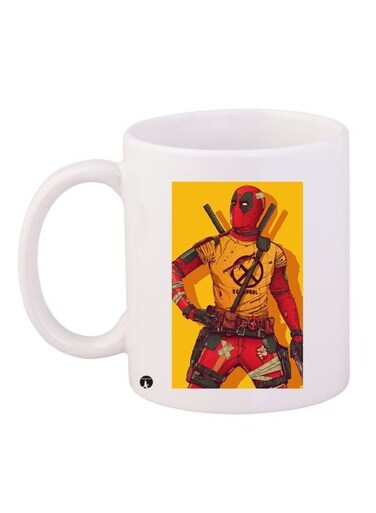 Deadpool Printed Coffee Mug White/Yellow/Red 11ounce