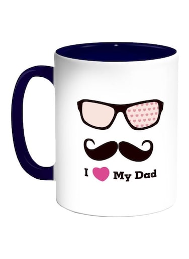 I Love My Dad Printed Coffee Mug White/Dark Blue/Brown 325ml