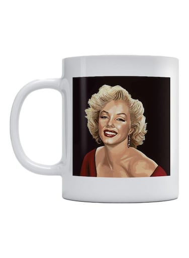 Marilyn Monroe Printed Ceramic Mug White/Beige/Red 350ml