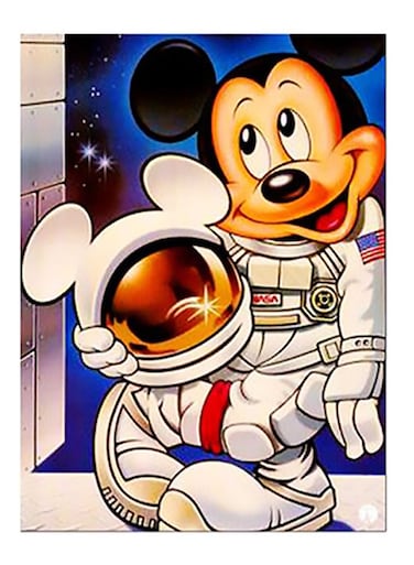 Mickey Mouse Printed Decorative Metal Plate White/Beige/Black 15x20cm
