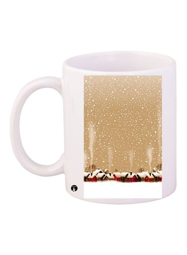 Snowfall Printed Coffee Mug White/Brown/Red 11ounce