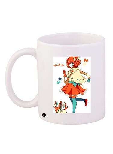 Cartoon Printed Coffee Mug White/Orange/Yellow 11ounce