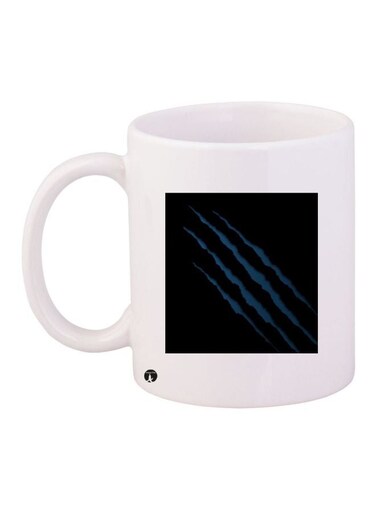 Scratch Printed Coffee Mug White/Black/Blue 11ounce