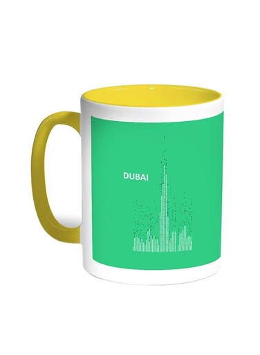 Abstract Drawing - Dubai Towers Printed Coffee Mug Yellow/White 11ounce