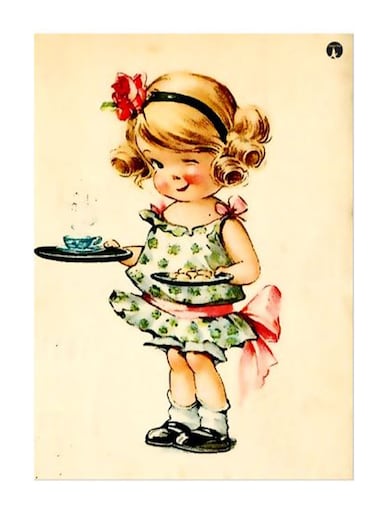 Girl Printed Decorative Plate Pink/Blue/Green 20x15cm