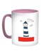 Lighthouse Printed Coffee Mug White/Blue/Pink 11ounce