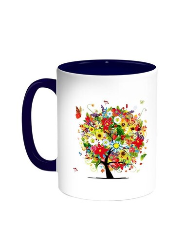 Romantic Printed Coffee Mug Blue/White 11ounce