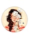 Girl With Flowers Printed Fridge Magnet Beige/Pink/Brown 5.5cm