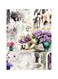 Floral Themed Metallic Plate Beige/Purple/Green 20x15cm