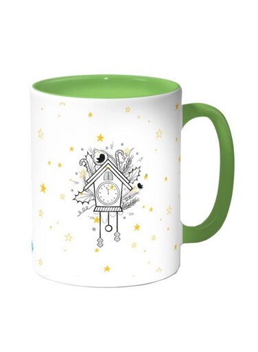 Stars And Dreams Printed Coffee Mug White Green 11 ounce