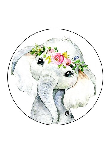 Baby Elephant Printed Fridge Magnet Multicolour 5.5 x 5.5cm