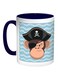 Monkey Pirate Printed Coffee Mug Blue/White/Black 11ounce