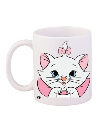 Cartoon Cat Printed Coffee Mug White/Pink