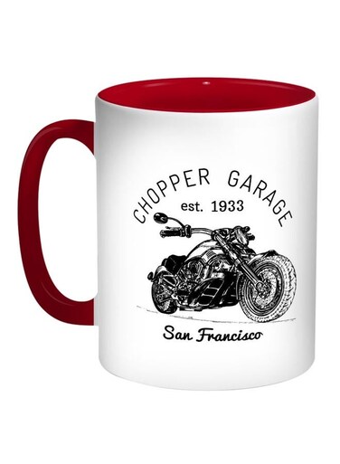 Motorcycle Printed Coffee Mug Red/White/Black 11ounce