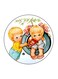 Cute Small Couple Printed Fridge Magnet Multicolour 5.5 x 5.5cm