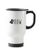Cute Cat Printed Travel Mug White 13centimeter