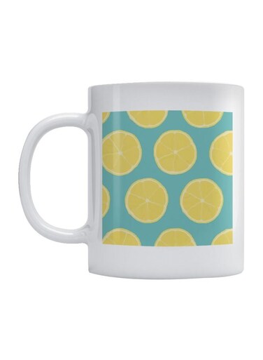 Lemons Printed Mug White/Yellow/Blue