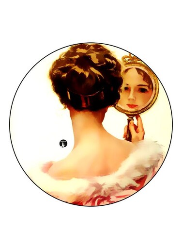 Women Printed Fridge Magnet Beige/Brown/Black 5.5cm