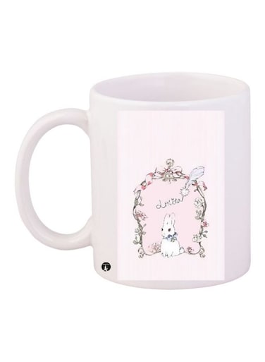 Bunny Rabbit Printed Coffee Mug White/Pink/Green