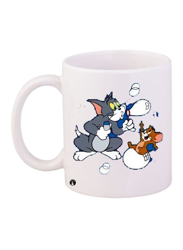 Tom And Jerry Printed Coffee Mug White/Grey/Brown