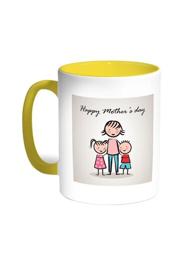Happy Mother's Day Printed Coffee Mug Yellow/White 11ounce