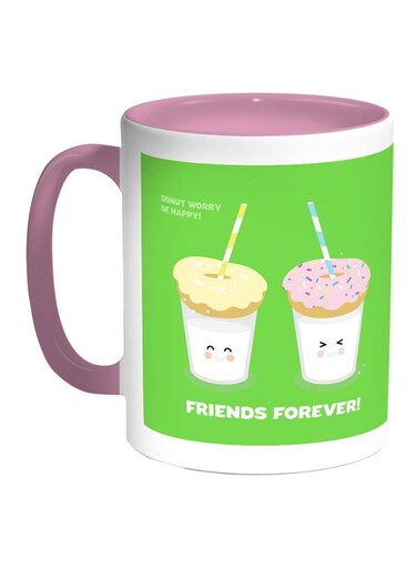 Friends Forever Printed Coffee Mug Green/Pink/White 11ounce